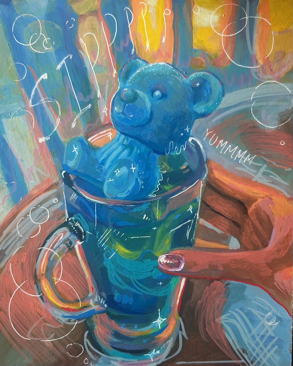 Mini Still Life of a Cool Drink, a bear berry slushie painting