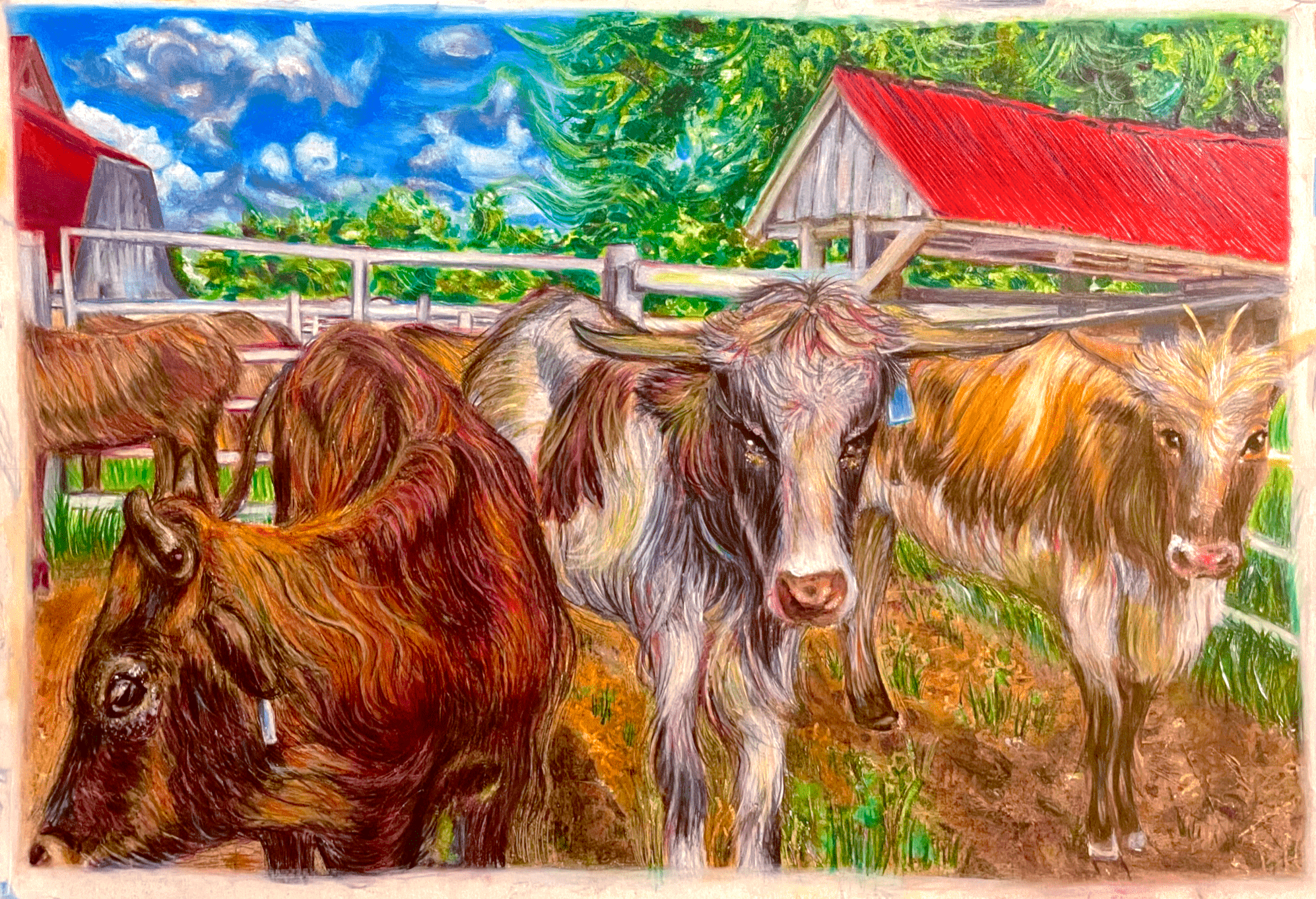 Lively Barn colored-pencil artwork