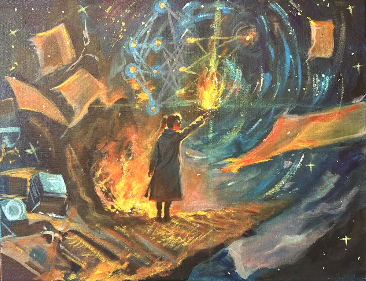 Ignition, a painting of a luminous torch